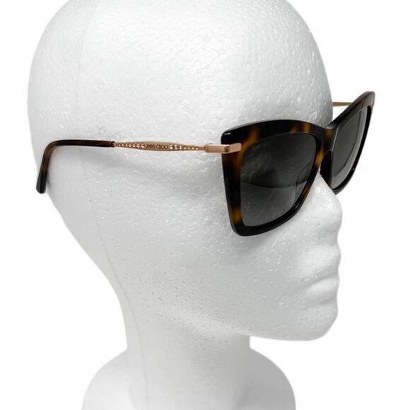 Jimmy Choo Sady Oversized Cat Eye Jeweled Tortoise & Rose Gold Sunglasses + case